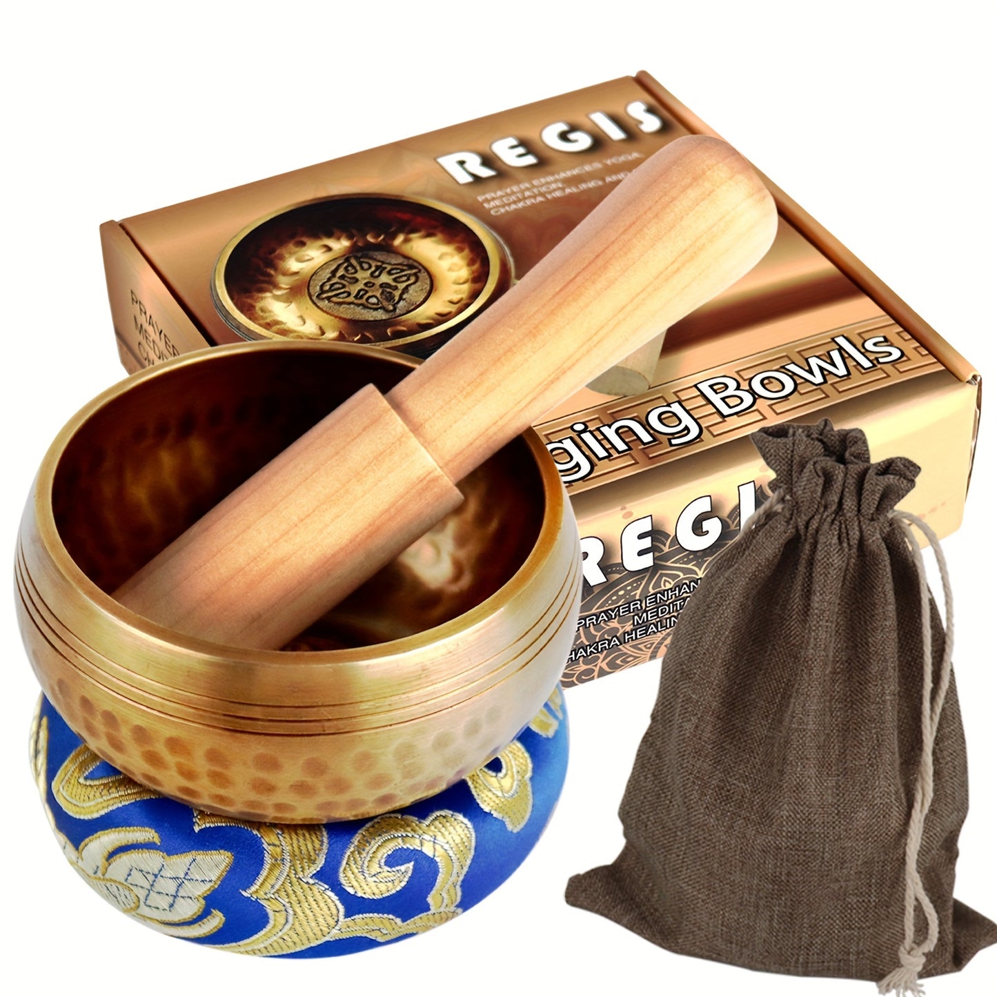 REGIS Tibetan Singing Bowl Set, Mindfulness, And Zen Decor Bowl Handcrafted In Nepal For Healing And Mindfulness