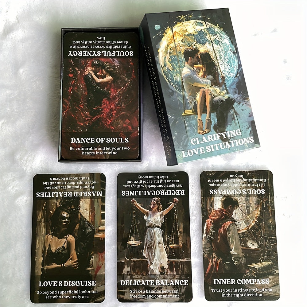 Love & Relationship Oracle Cards - Easy Tarot Deck for Beginners, English Version, Mixed Colors, Paper Material, 56 Cards - Perfect for Fortune Telling & Guiding Through Love Situations