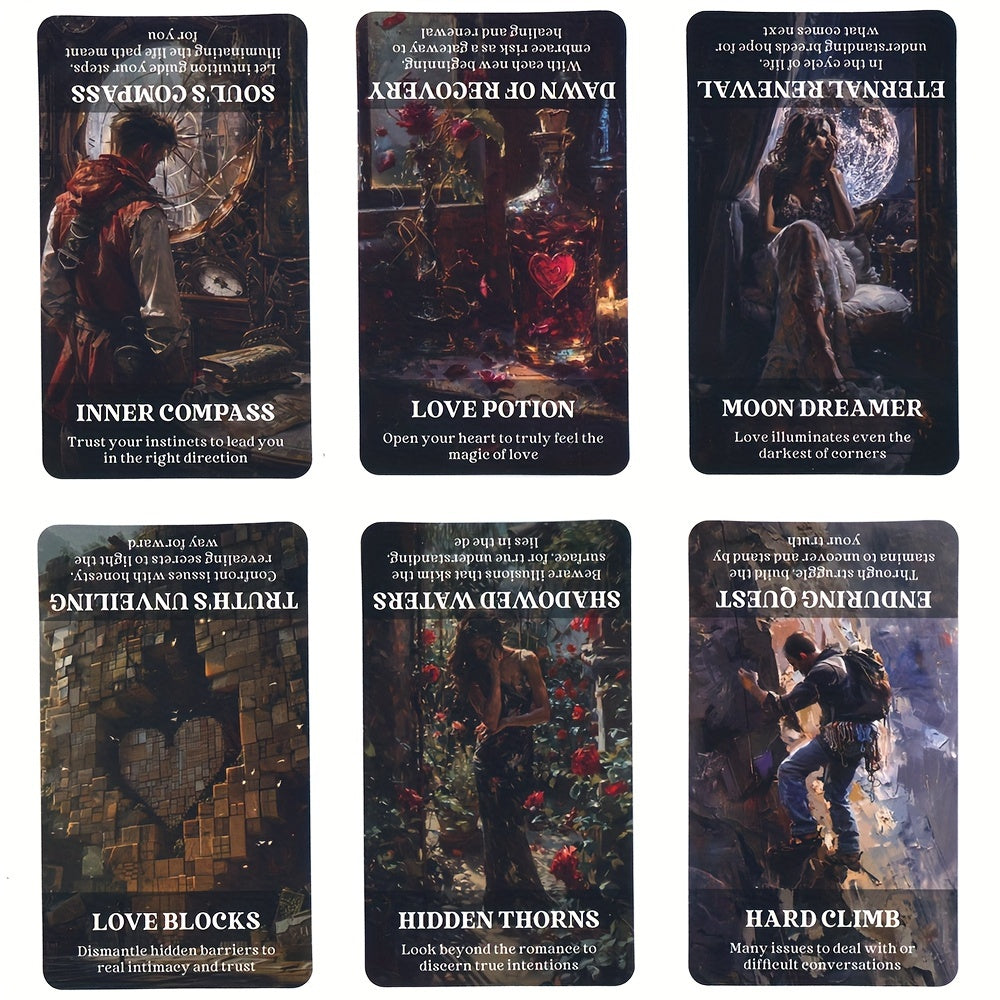 Love & Relationship Oracle Cards - Easy Tarot Deck for Beginners, English Version, Mixed Colors, Paper Material, 56 Cards - Perfect for Fortune Telling & Guiding Through Love Situations