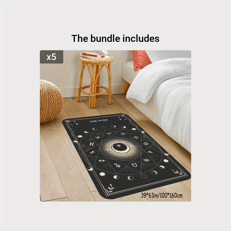 Crystal Velvet Retro Style Tarot Card Magical Mysterious Large Carpet Area Rug Soft Carpet Machine Washable Non-slip Backing Office Entrance Door Interior Decoration Carpet Floor Mat For Restaurant Hotel Commercial