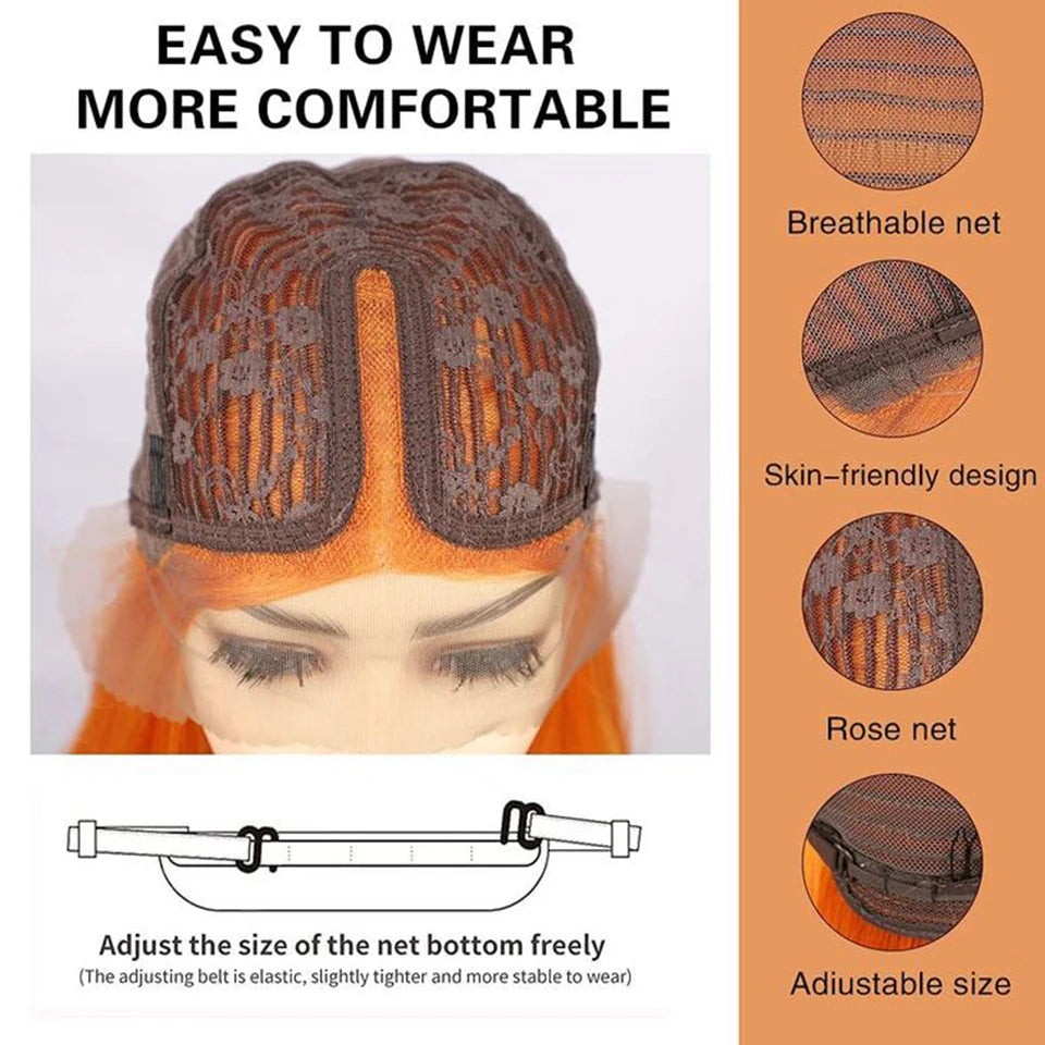 Ginger Short Bob Lace Front Wigs 100% Human Hair Wigs Bob Lace Wigs For Women Blonde Orange Straight Brazilian Hair Closure Wig