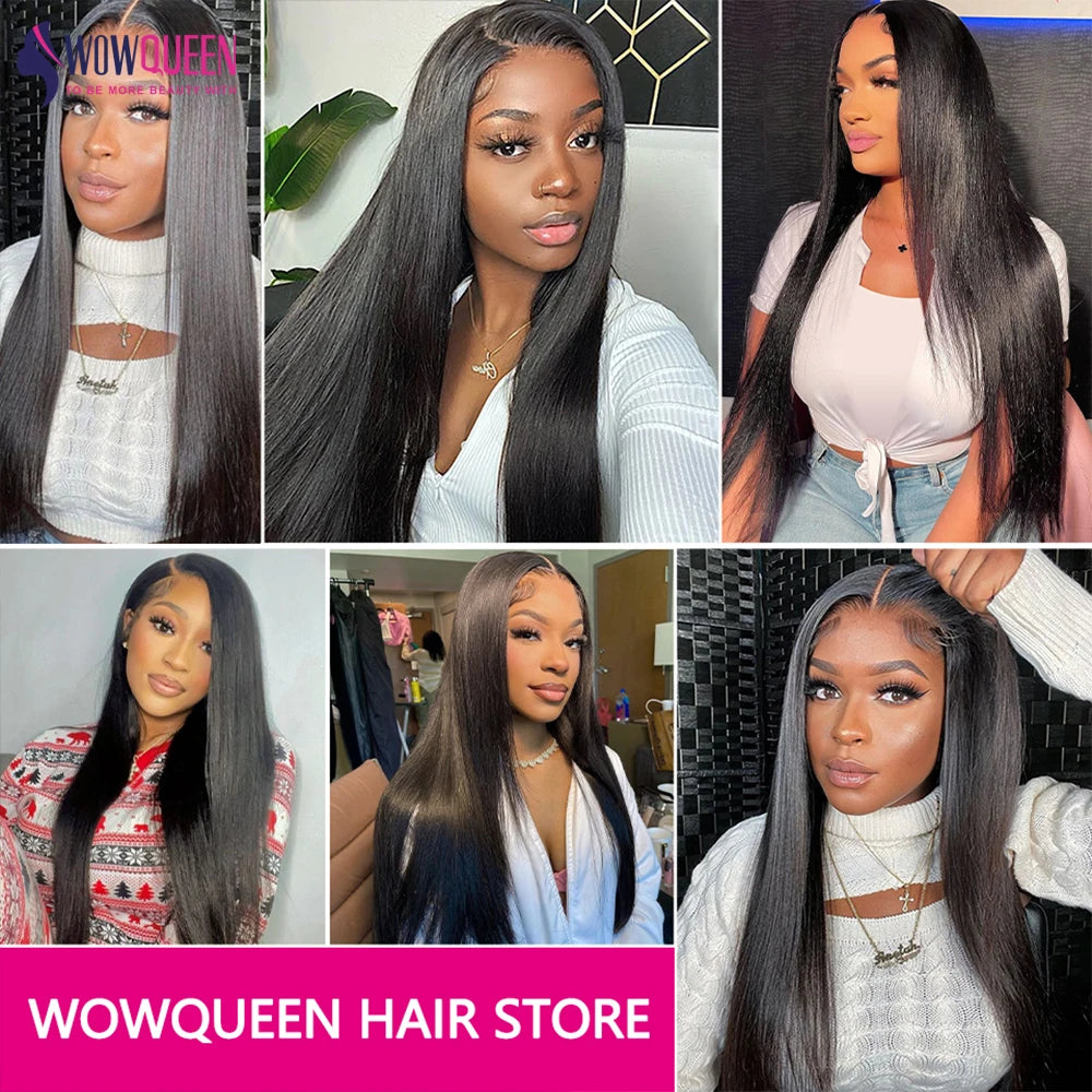 4x4 Pre-Cut Transparent Lace Closure Wig Straight Glueless Human Hair Wig For Women Ready To Wear Pre Plucked Brazilian Hair