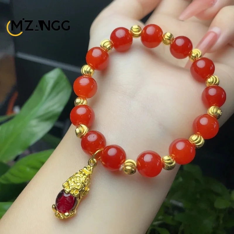 Natural Green Jade PiXiu Bracelet A-level Agate Men's and Women's Fashion Exquisite Jewelry Lucky Charms
