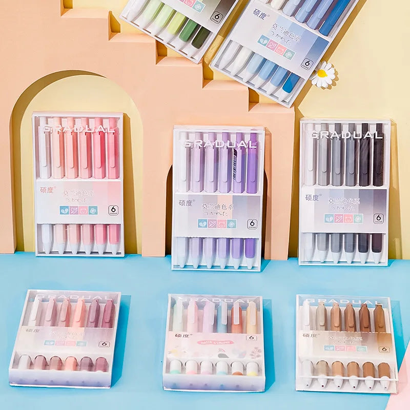 Gradient Color Gel Pen Set INS Style Korean Pens for Writing for Student Back To School Stationery Supplies Office Accessories