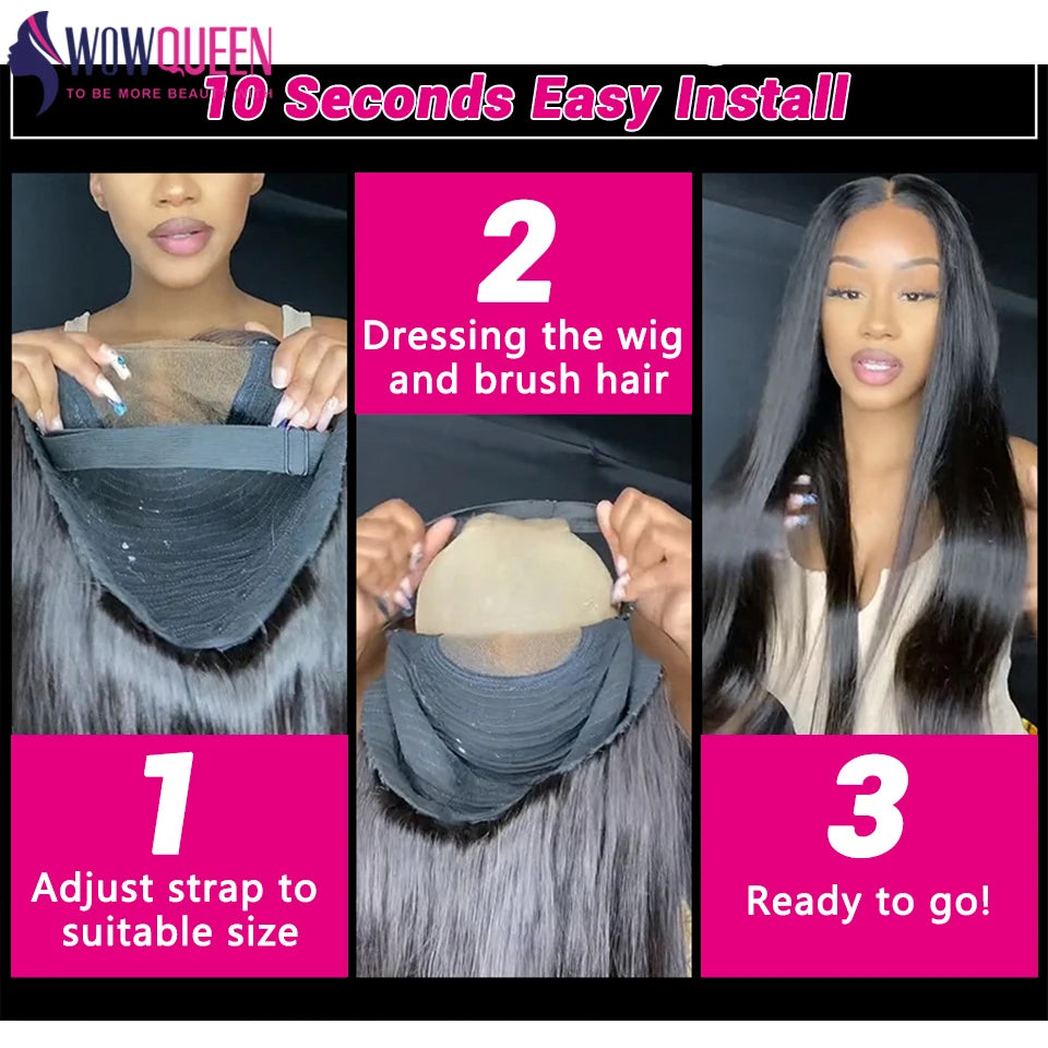 4x4 Pre-Cut Transparent Lace Closure Wig Straight Glueless Human Hair Wig For Women Ready To Wear Pre Plucked Brazilian Hair