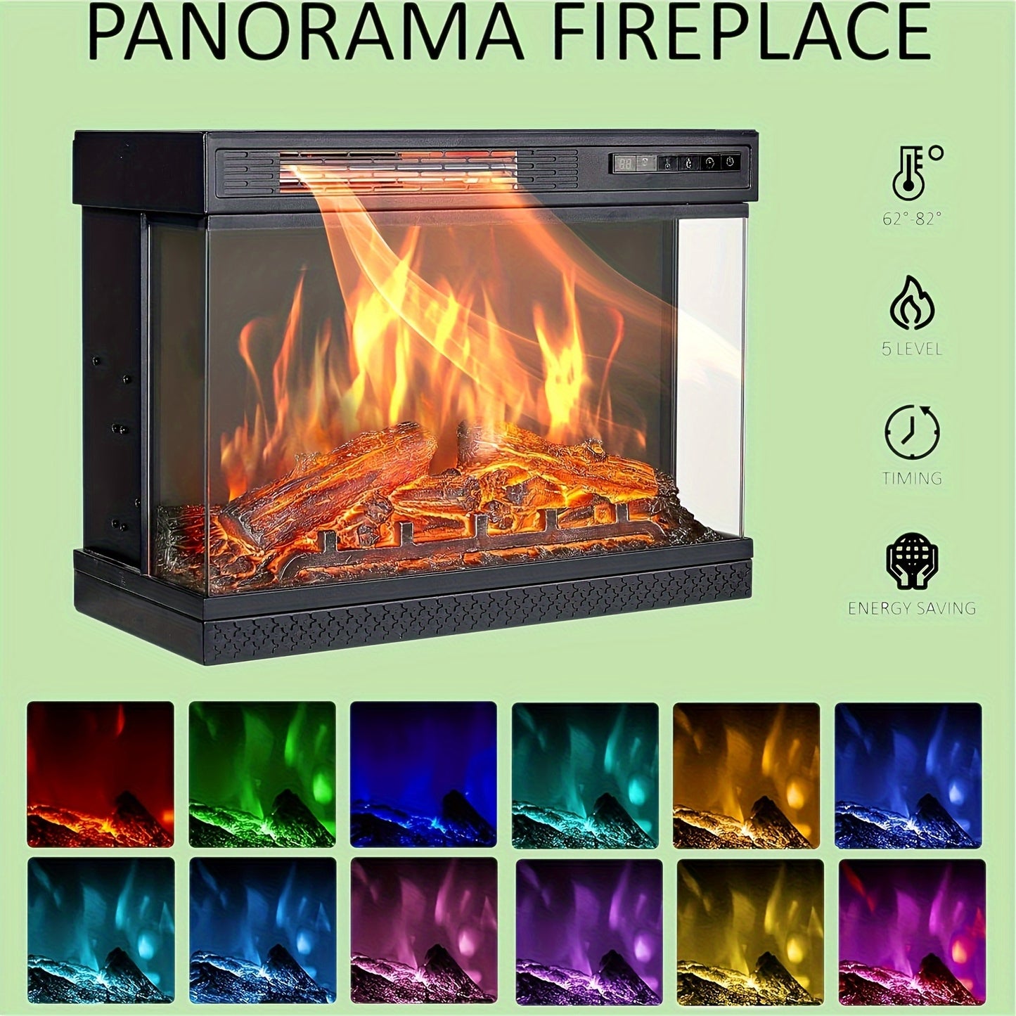 3-Sided Glass Fireplace TV Stand For TVs, Entertainment Center Console Table With 12-Color Fireplace