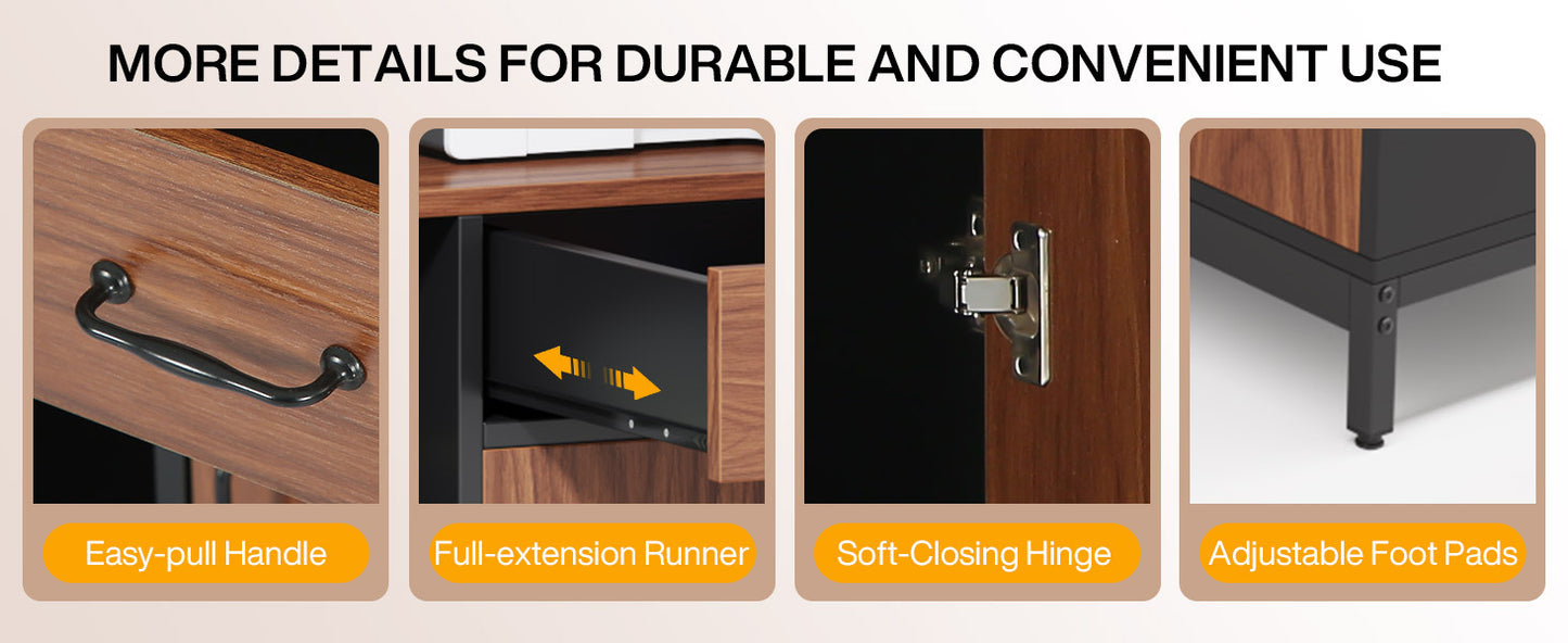 63-Inch Executive Desk - Large L-Shaped Desk with Drawer Cabinet & Storage Shelves - Corner Executive Office Desk - Business Furniture Set Workstation for Home Office - For Professionals & Entrepreneurs - Perfect for Home Off