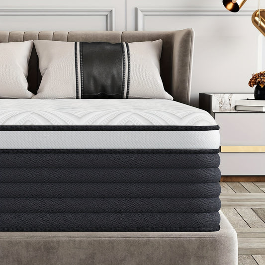 12 Inch Queen Mattress In A Box, Memory Foam Hybrid Mattress With Individually Pocketed Springs For Isolate Motion, Pressure Relief