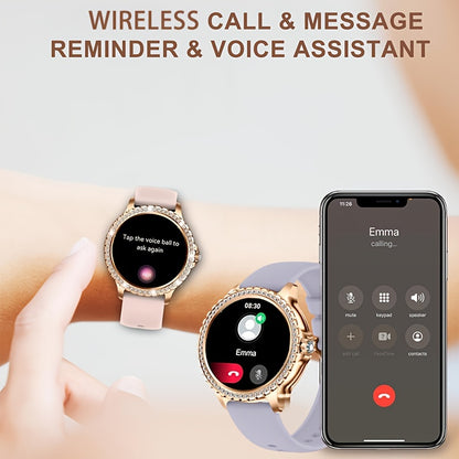 Smart Watch, Full Touch Smart Watches for Android & iPhone Compatible,(Answer/Make Call) Smart Fitness Tracker Watch for Women/Man Smartwatch with Sports/Step, Ideal for Gift (Include Bands:Dark Pink + Wine Red + Light Purple