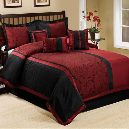 7 Piece Jacquard Super-soft Microfiber Bed Comforter Sets - Luxurious And Fashionable Splicing Style