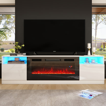 Fireplace TV Stand - Electric LED & Wood Texture