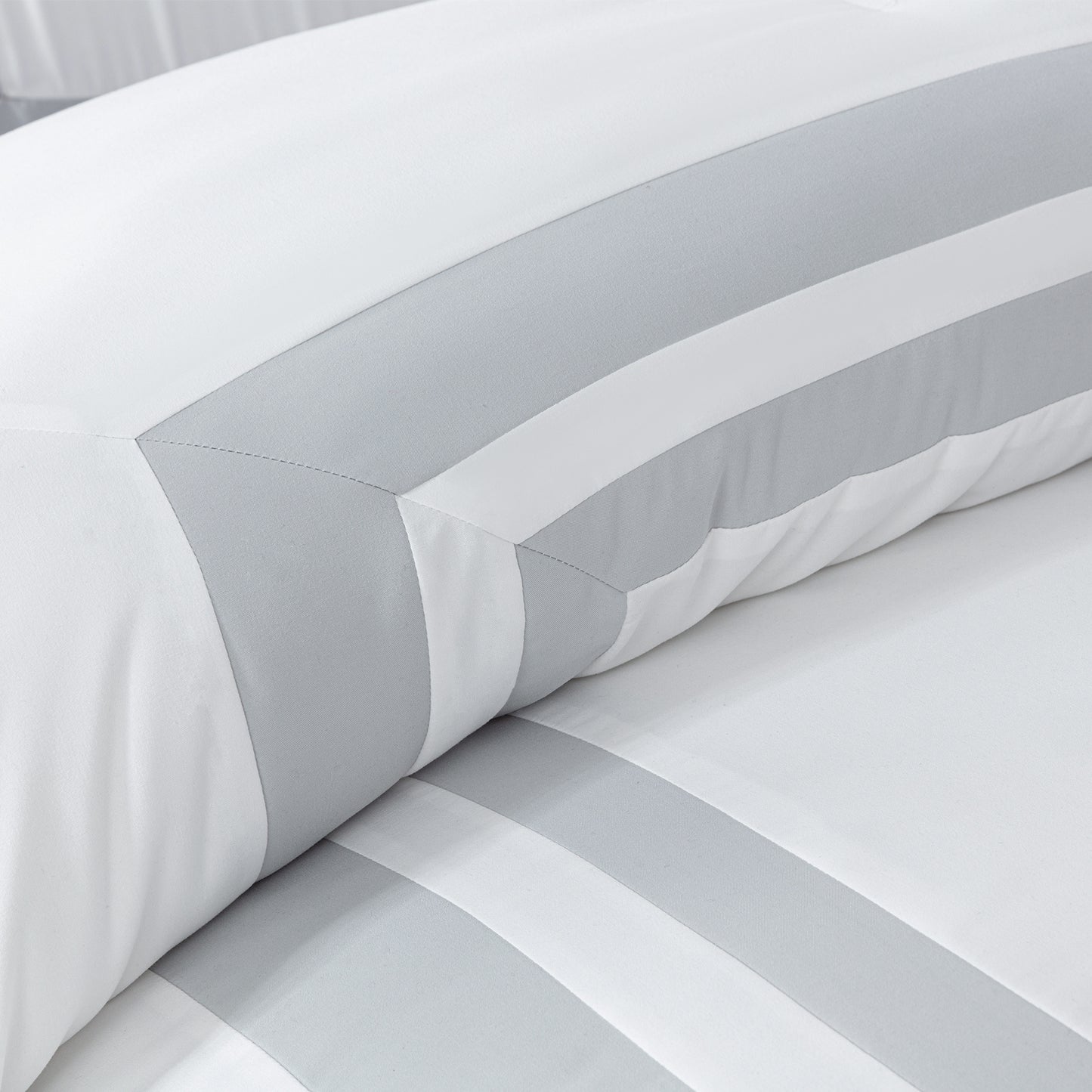 Caprice 7-Piece Modern Hotel Style Square Pattern Comforter Set with Decorative Pillows, Cal King/King/Queen/Full Size