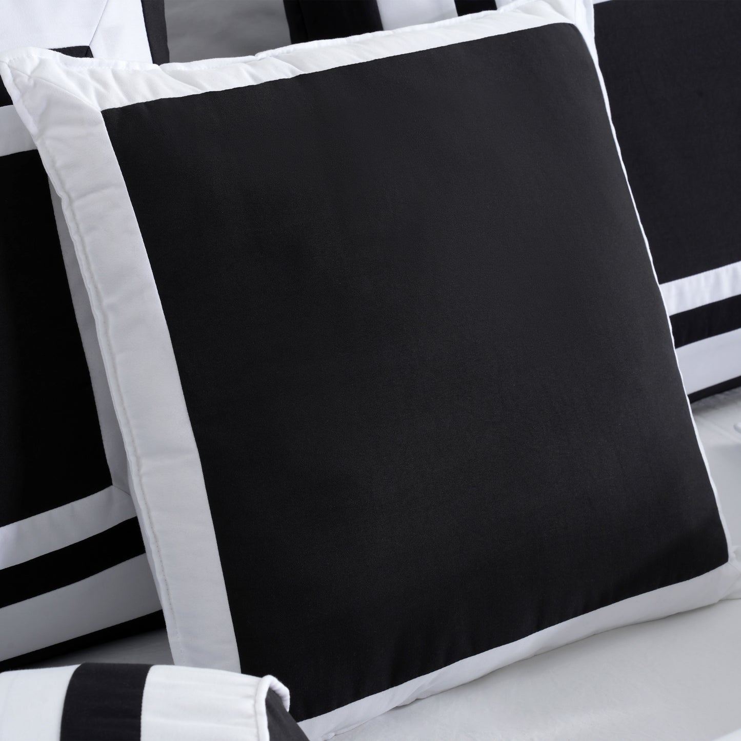 Caprice 7-Piece Modern Hotel Style Square Pattern Comforter Set with Decorative Pillows, Cal King/King/Queen/Full Size