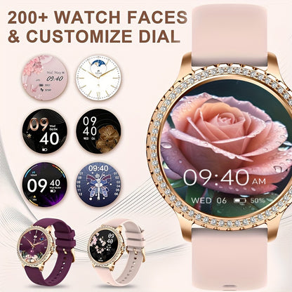 Smart Watch, Full Touch Smart Watches for Android & iPhone Compatible,(Answer/Make Call) Smart Fitness Tracker Watch for Women/Man Smartwatch with Sports/Step, Ideal for Gift (Include Bands:Dark Pink + Wine Red + Light Purple