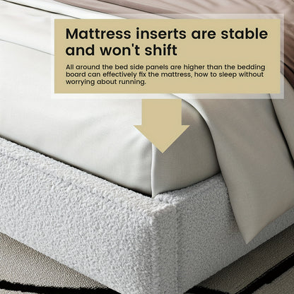 Queen & Full Size Bed Frame with Upholstered Headboard - Wood & Metal Slat Support, No Box Spring Needed, Easy Assembly, Quiet Mattress Foundation by Guyii Commercial, GUYII