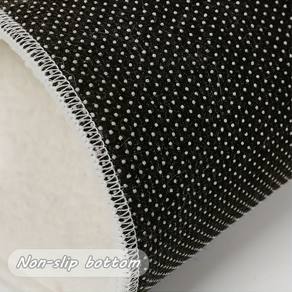 1pc, Dotted Plastic Bottom Cashmere Carpets, Fashionable Bedroom Thickened Rug, Non Slip Washable Balcony Floor Mat, Minimalist Line Home Decoration Carpet