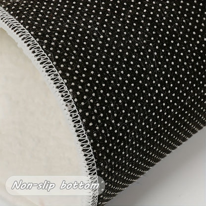 1pc, Dotted Plastic Bottom Cashmere Carpets, Fashionable Bedroom Thickened Rug, Non Slip Washable Balcony Floor Mat, Minimalist Line Home Decoration Carpet