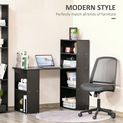 HOMCOM Modern Home Office Desk with 6-Tier Storage Shelves, 47" Writing Table with Bookshelf