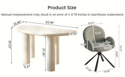 Large Office Desk, Wedge-Shaped Computer Office Desk, Modern Executive Desk, Creamy White Writing Study Desk For Study Room, Home Office, Easy Assembly, Guyii