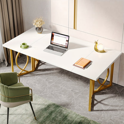 LITTLE TREE 70.9-inch Executive Table - Wood Computer Desk with Metal Frame - Spacious & Sturdy - For Home Office & Workspaces - Ideal Gift for Professionals