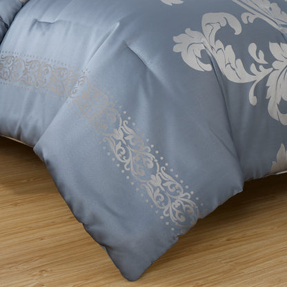 Valor 7-Piece Luxury Jacquard Floral Bed in a Bag Comforter Set