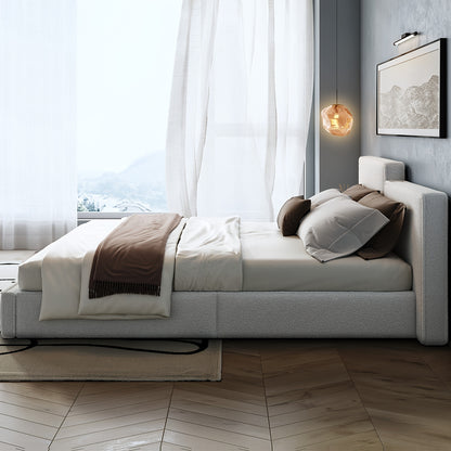 Queen & Full Size Bed Frame with Upholstered Headboard - Wood & Metal Slat Support, No Box Spring Needed, Easy Assembly, Quiet Mattress Foundation by Guyii Commercial, GUYII