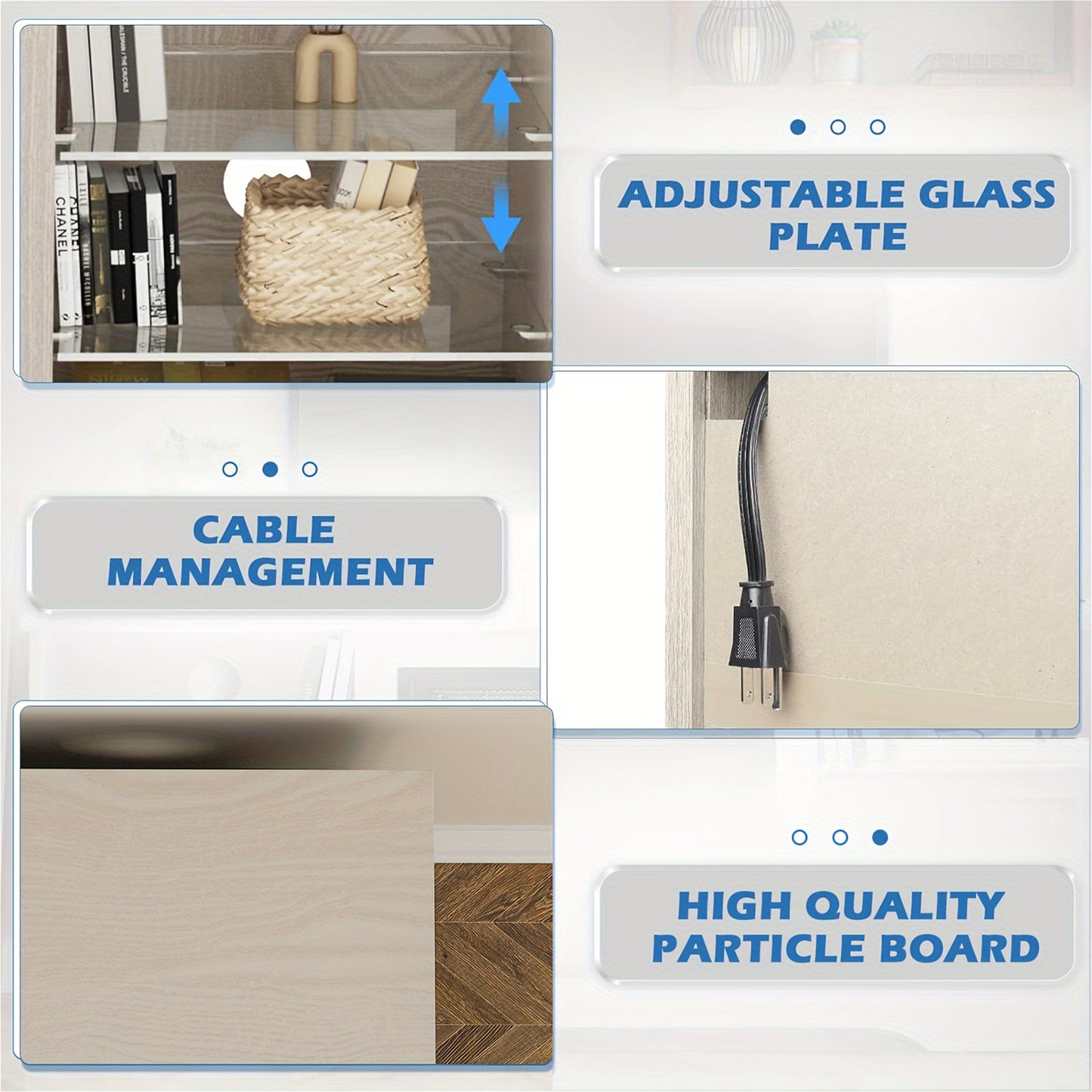 Fireplace TV Stand With 18''Fireplace, Modern Entertainment Center For TVs Up To 65 Inch, Media TV Console With Adjustable Glass Shelves And Storage Cabinets, Farmhouse TV Stand For Living Room