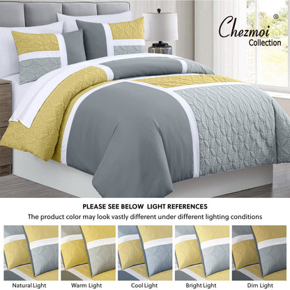 Bernard 7-Piece Patchwork Quilted Medallion Bed in a Bag Comforter Set with Sheets, California King/King/Queen/Full Size