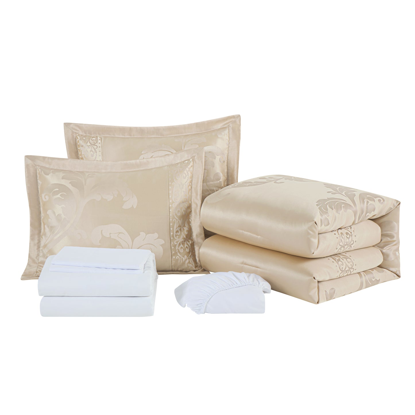 Valor 7-Piece Luxury Jacquard Floral Bed in a Bag Comforter Set