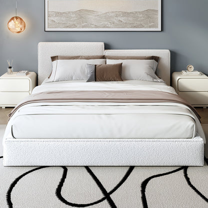 Queen & Full Size Bed Frame with Upholstered Headboard - Wood & Metal Slat Support, No Box Spring Needed, Easy Assembly, Quiet Mattress Foundation by Guyii Commercial, GUYII