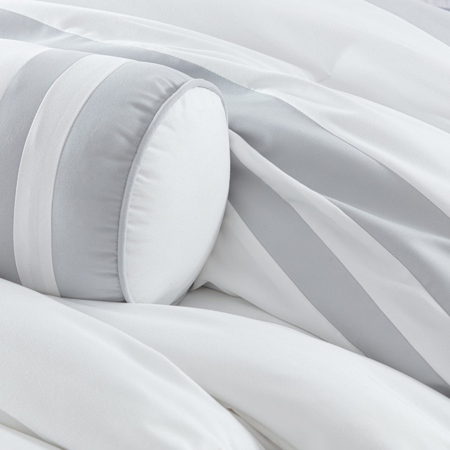 Caprice 7-Piece Modern Hotel Style Square Pattern Comforter Set with Decorative Pillows, Cal King/King/Queen/Full Size