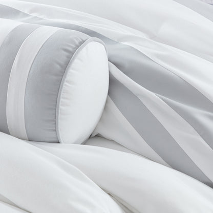 Caprice 7-Piece Modern Hotel Style Square Pattern Comforter Set with Decorative Pillows, Cal King/King/Queen/Full Size