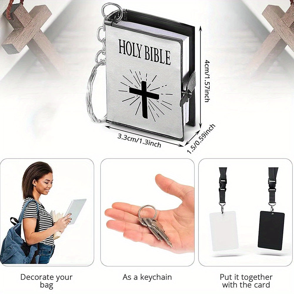 1pc Mini Holy Bible Keychain, Creative Small Book Pendant, Bag Hanging Decoration Ornament, Souvenir Gift