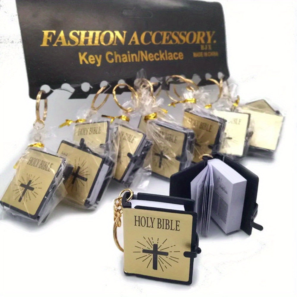 1pc Mini Holy Bible Keychain, Creative Small Book Pendant, Bag Hanging Decoration Ornament, Souvenir Gift