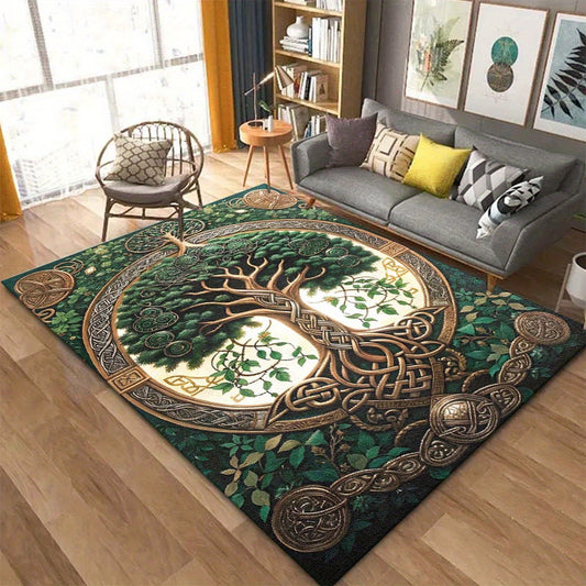 Tree of Life Pattern Soft Carpet: Machine Washable, Non-Slip Backing, Suitable for Living Room, Bedroom, Study, Dining Room, Home Office, Entryway, Indoor Decoration, Hotel, Cafe, Door, Shop, and More - Available in Various S