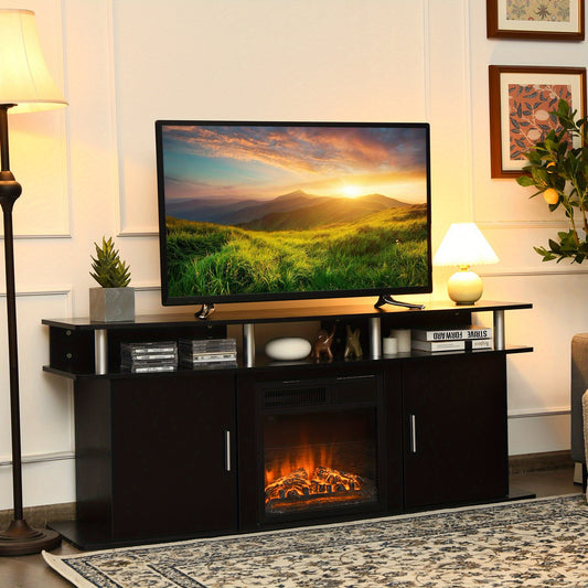 MAXMASS 63" TV Stand Entertainment Console Center W/ 2 Cabinets Up to 70" Black