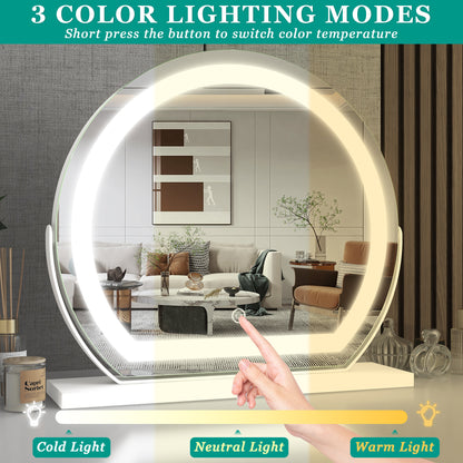 17 x 15 Large LED Vanity Mirror with Smart Touch, 3 Dimmable Light Modes, 360° Rotation, USB Powered, Ideal Gift for Festival, Family (White)