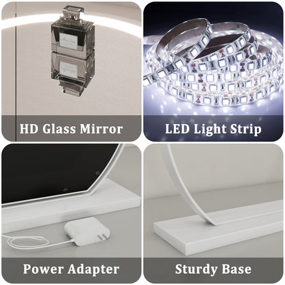 17 x 15 Large LED Vanity Mirror with Smart Touch, 3 Dimmable Light Modes, 360° Rotation, USB Powered, Ideal Gift for Festival, Family (White)