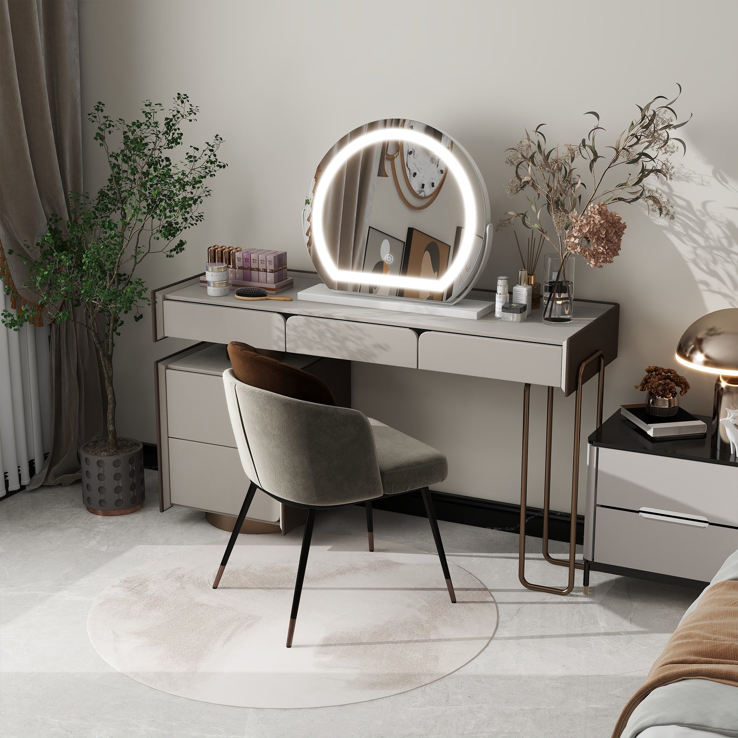 17 x 15 Large LED Vanity Mirror with Smart Touch, 3 Dimmable Light Modes, 360° Rotation, USB Powered, Ideal Gift for Festival, Family (White)