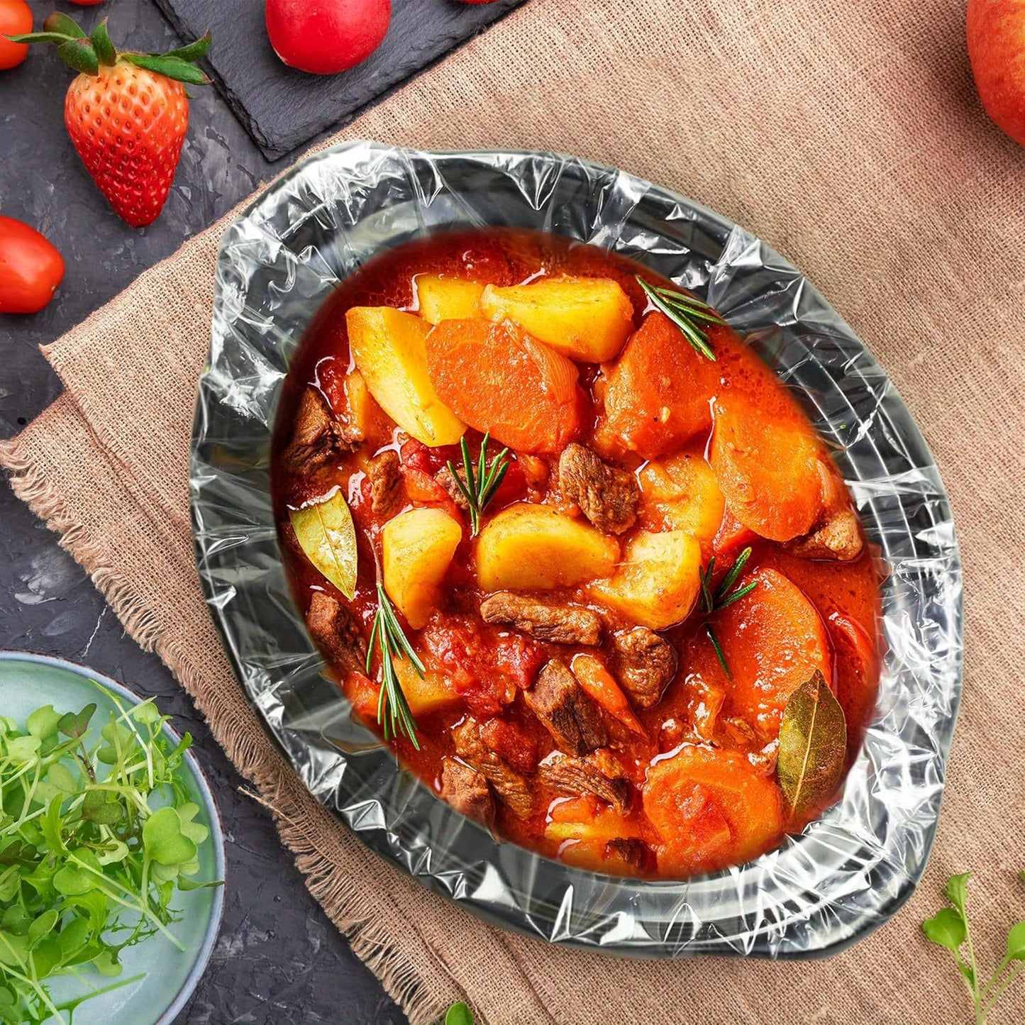 3-Pot Slow Cooker Buffet Server with 10 Cooking Liners - Triple Slow Cooker Food Warmer for Parties - Adjustable Temperature - 4.5 QT - Ideal for Large Gatherings & Family Dinners