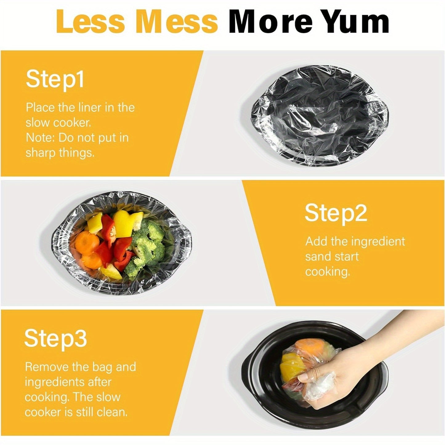 3-Pot Slow Cooker Buffet Server with 10 Cooking Liners - Triple Slow Cooker Food Warmer for Parties - Adjustable Temperature - 4.5 QT - Ideal for Large Gatherings & Family Dinners