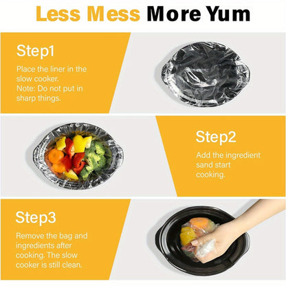 3-Pot Slow Cooker Buffet Server with 10 Cooking Liners - Triple Slow Cooker Food Warmer for Parties - Adjustable Temperature - 4.5 QT - Ideal for Large Gatherings & Family Dinners