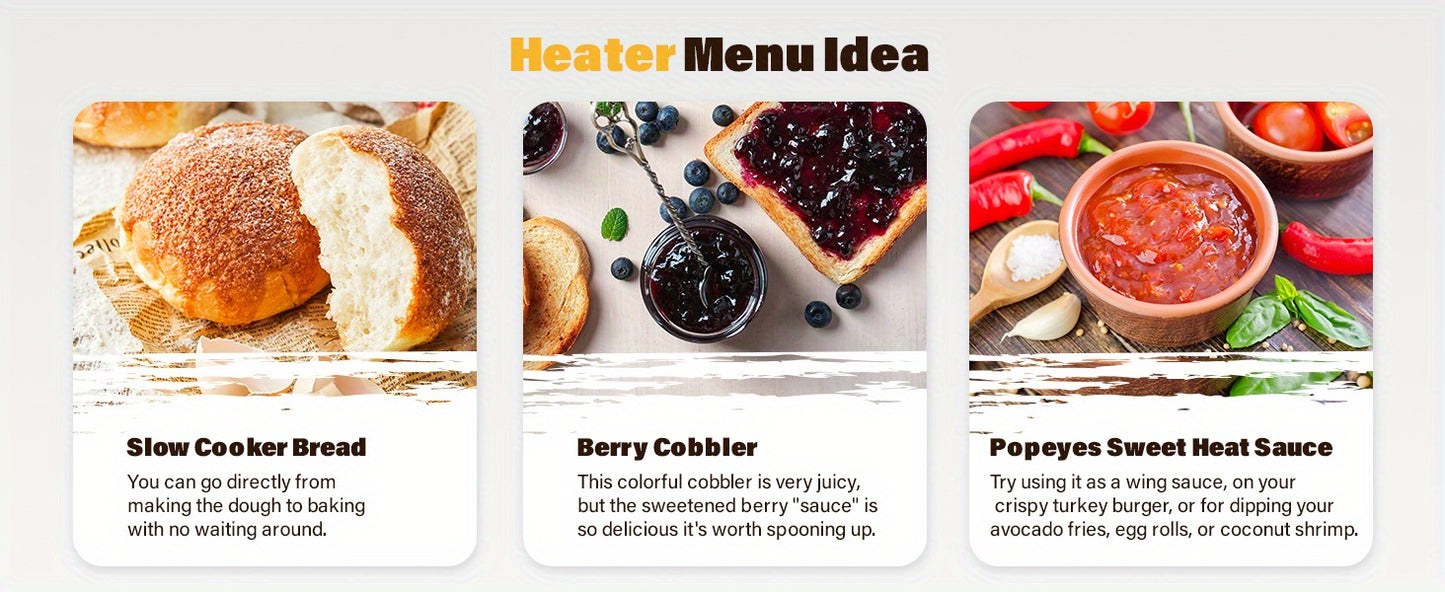 3-Pot Slow Cooker Buffet Server with 10 Cooking Liners - Triple Slow Cooker Food Warmer for Parties - Adjustable Temperature - 4.5 QT - Ideal for Large Gatherings & Family Dinners