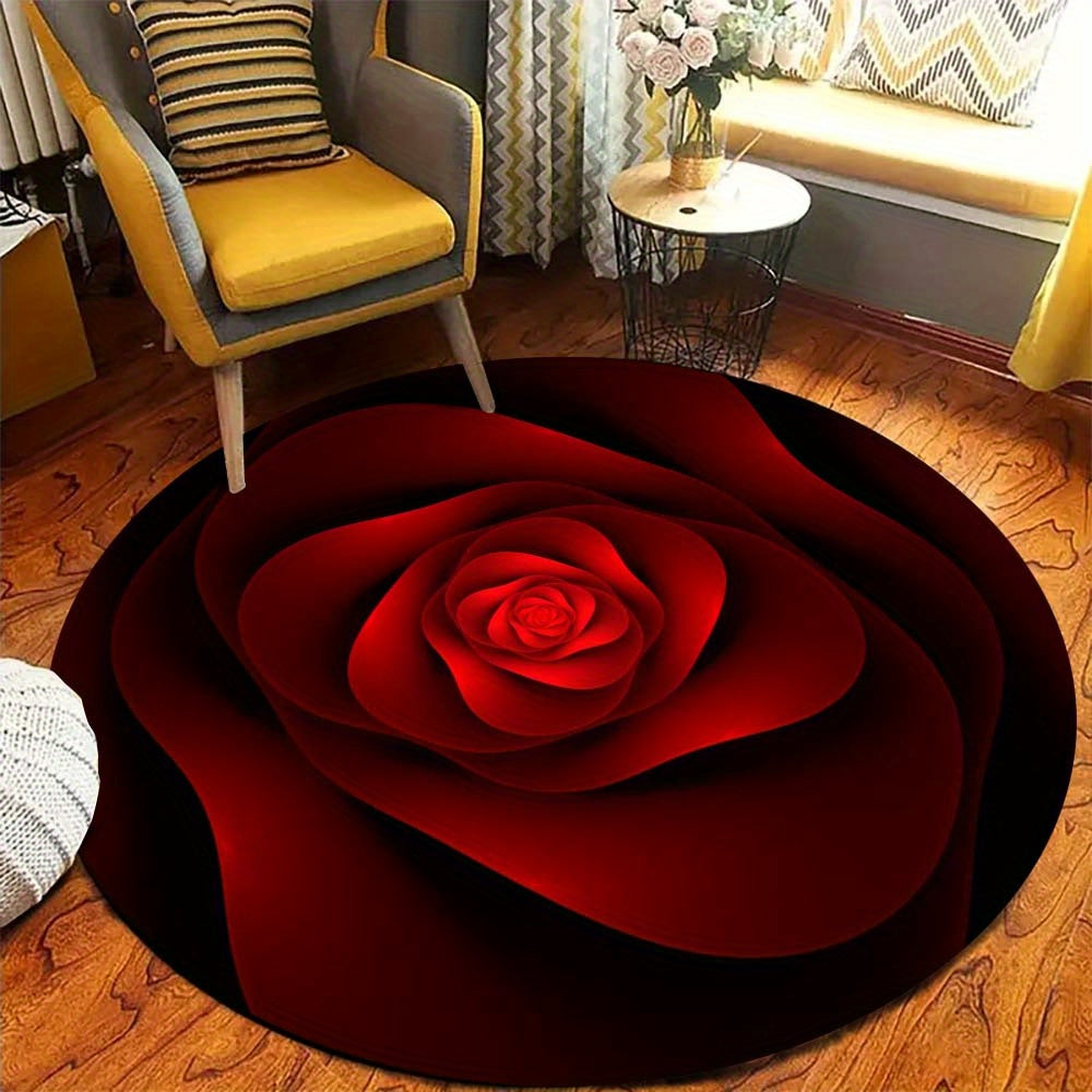 Red Rose Round Carpet - Crystal Velvet 800g/m² 59"