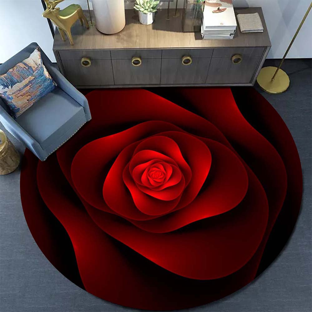Red Rose Round Carpet - Crystal Velvet 800g/m² 59"