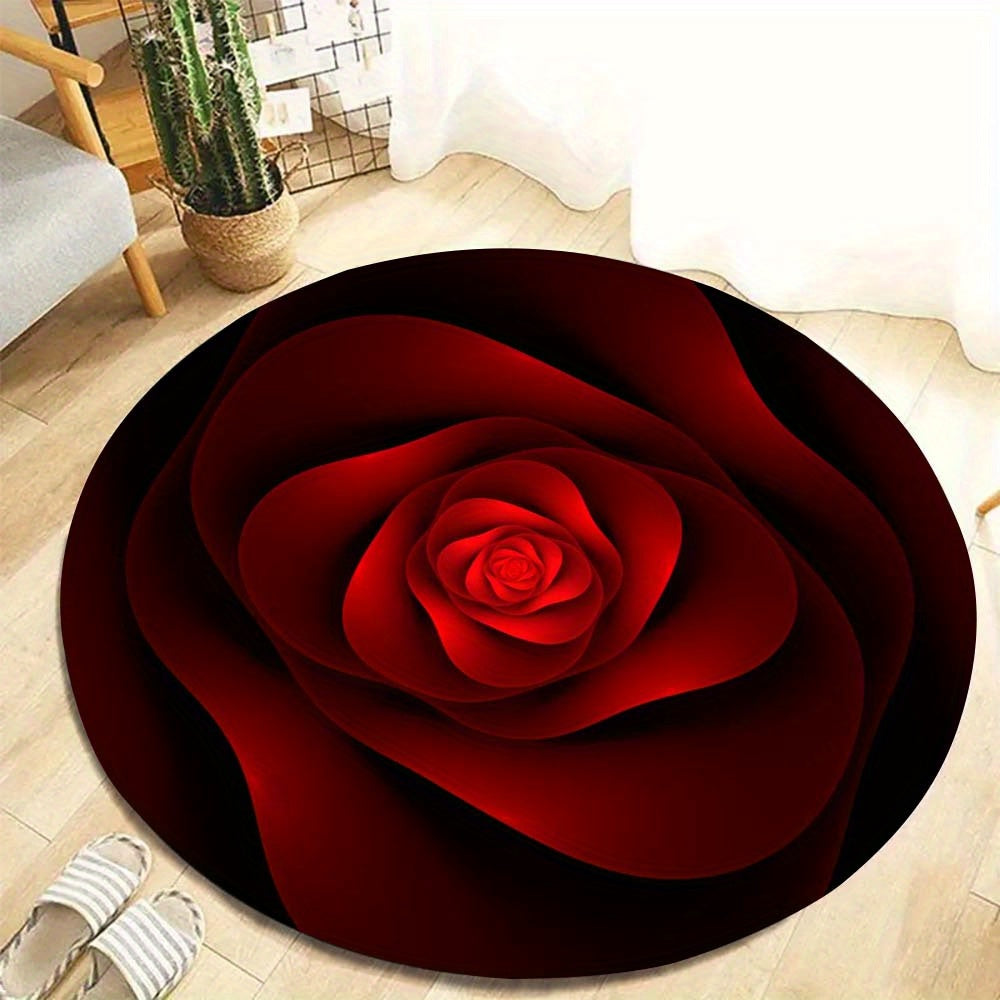 Red Rose Round Carpet - Crystal Velvet 800g/m² 59"