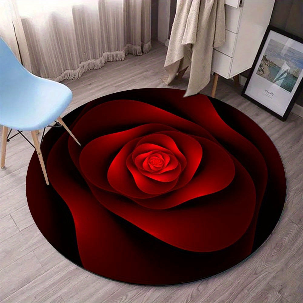 Red Rose Round Carpet - Crystal Velvet 800g/m² 59"