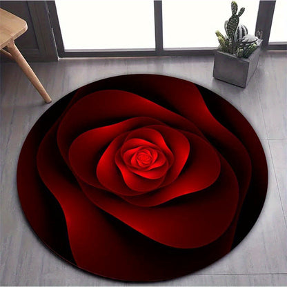Red Rose Round Carpet - Crystal Velvet 800g/m² 59"