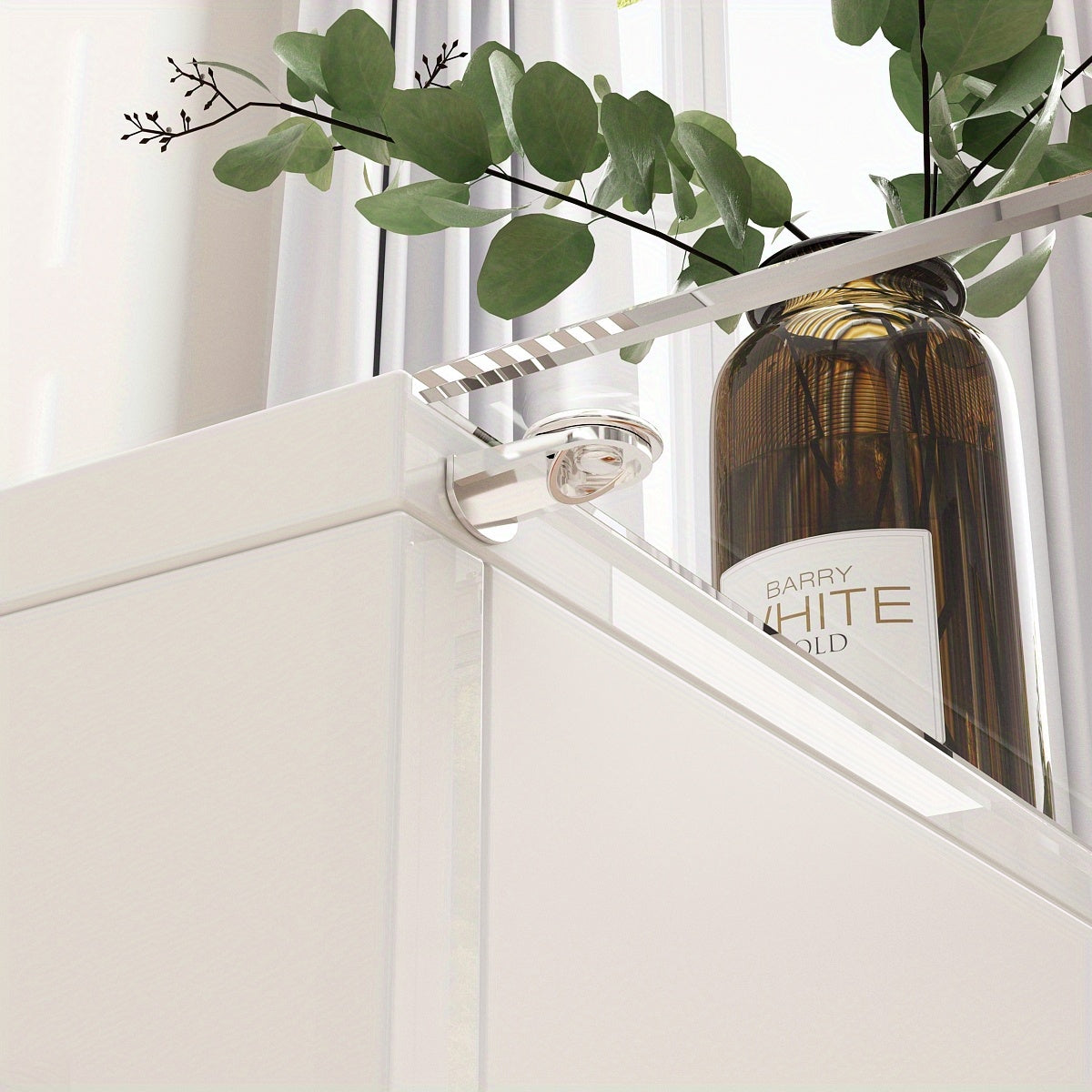 47.4" W Coffee Table with Storage, High Gloss Coffee Table with LED Lighting, Cocktail Table