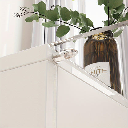 47.4" W Coffee Table with Storage, High Gloss Coffee Table with LED Lighting, Cocktail Table